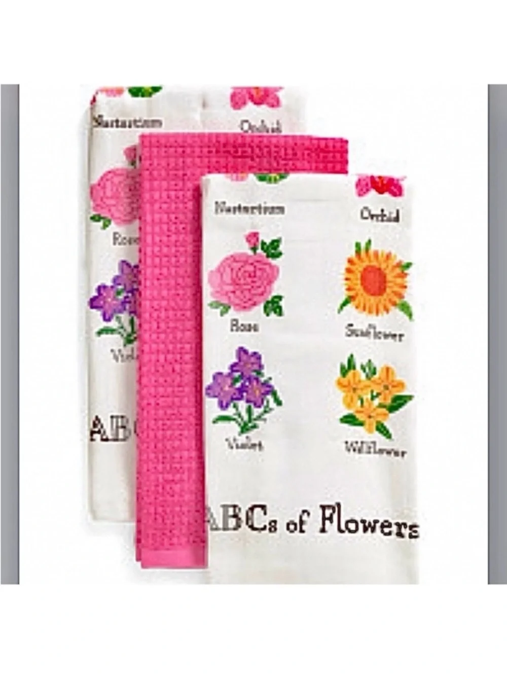 🆕- Rachel Ashwell Set/3 Floral Kitchen Towels Pink Rose & Sunflower